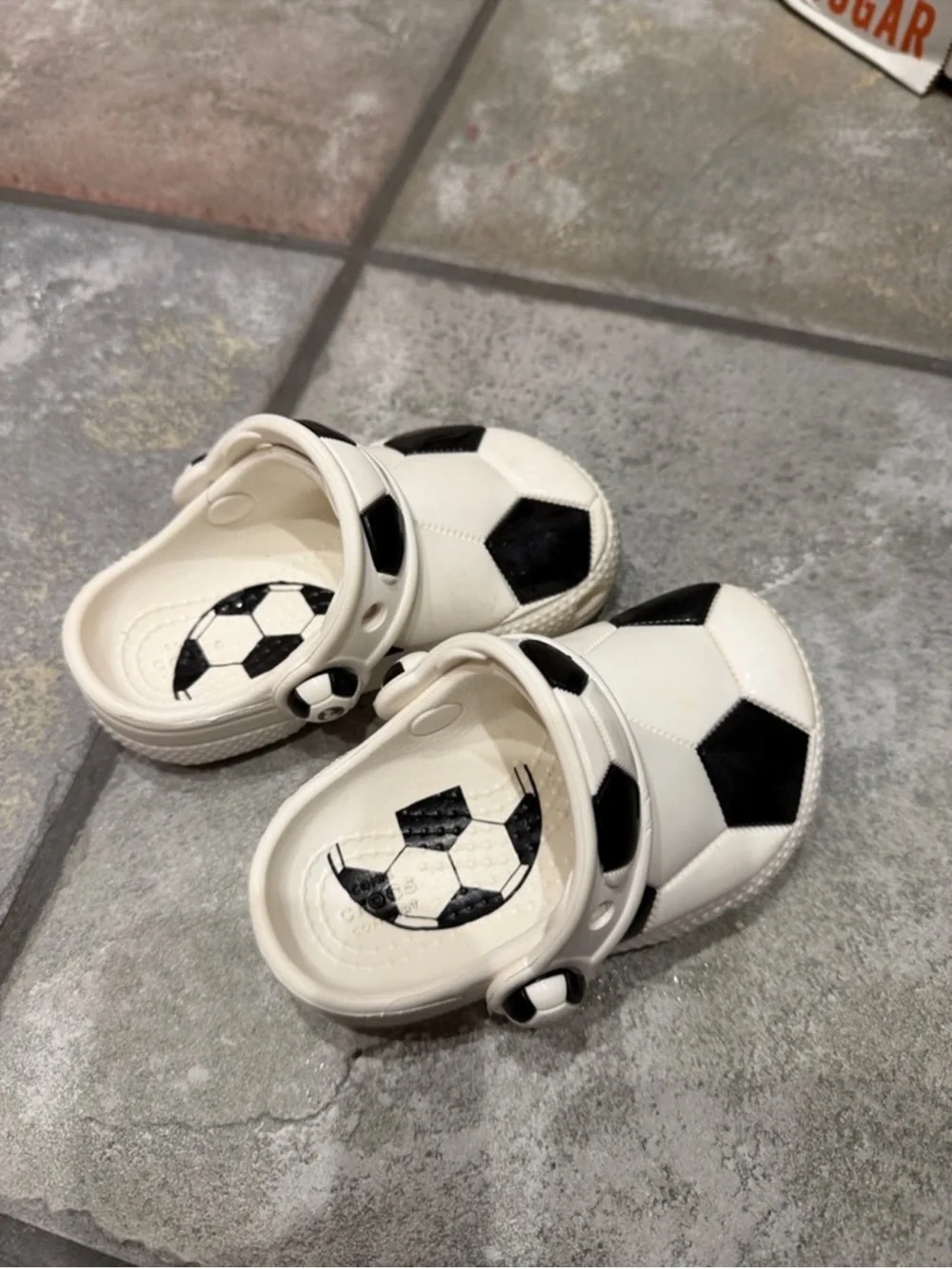 CROCS Kids' Soccer Print Clogs - White & Black